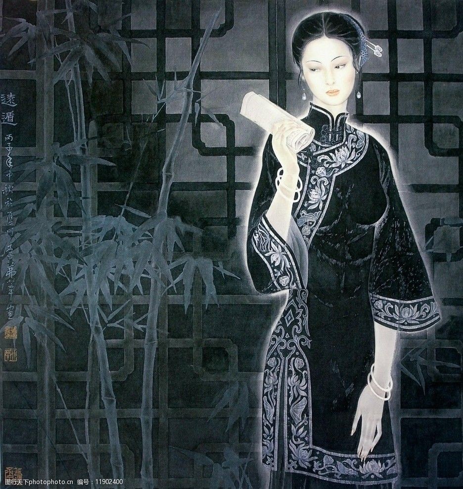 关键词:工笔画远遁 工笔画 美女 近代仕女 中国工笔画 绘画书法 文化