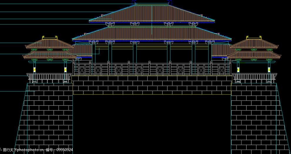 古城门建筑施工图图片