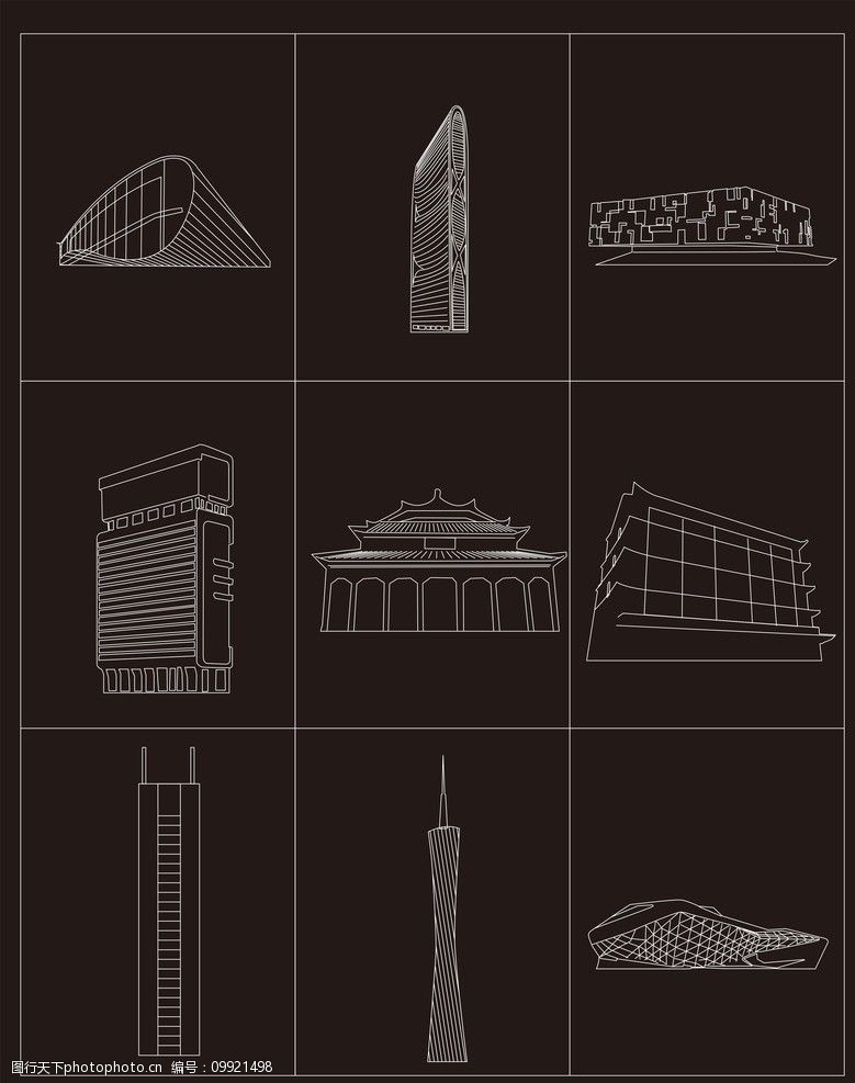 广州建筑线稿图图片