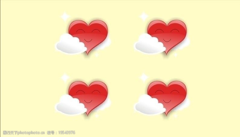 关键词:开心笑脸 心形 云朵 红色 白色 黄色 笑脸 广告设计 矢量 cdr