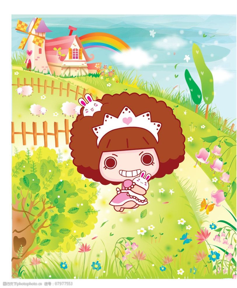 可爱摩丝卡通女孩 卡通 女孩 摩丝 卡通风景 儿童幼儿 矢量人物 矢量