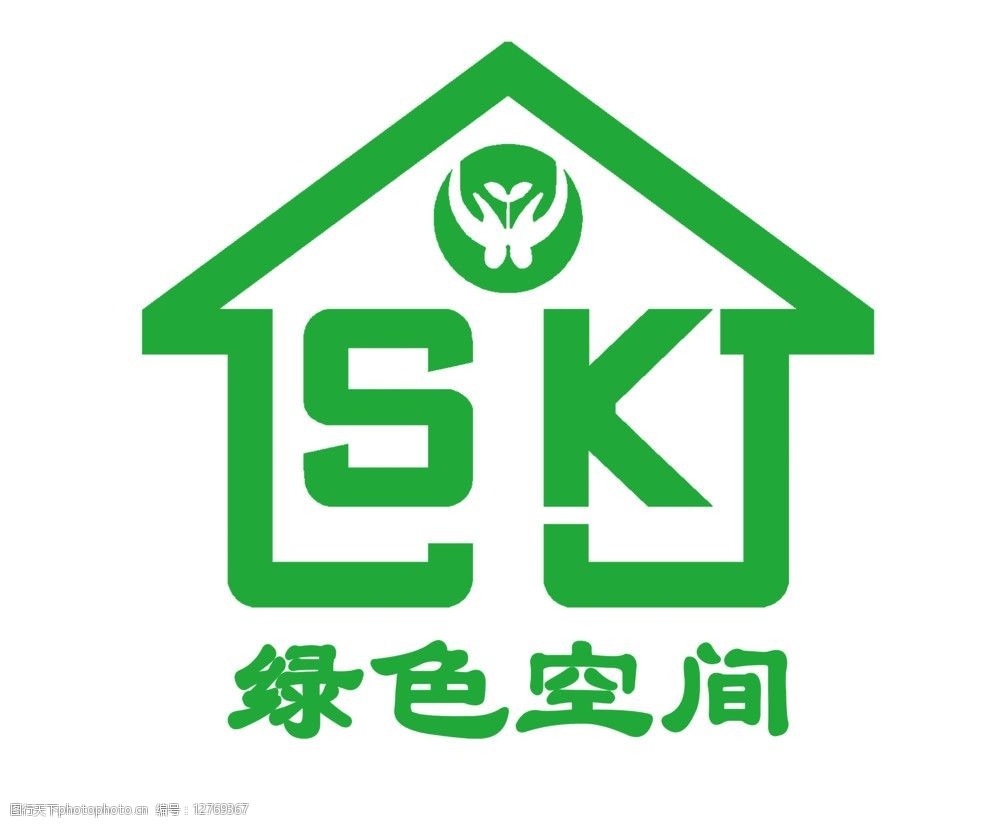 关键词:装饰公司logo 绿色环保标志 公司名称 绿色空间 标志设计 广告