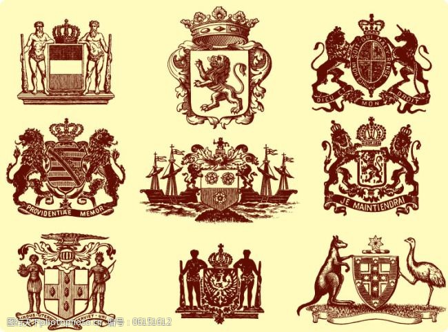 欧式皇室图形矢量素材免费下载 皇冠 狮子 图形矢量素材 西方文化