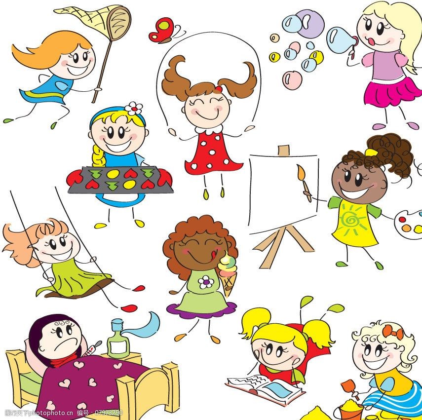 卡通快乐儿童孩子学习玩耍图片