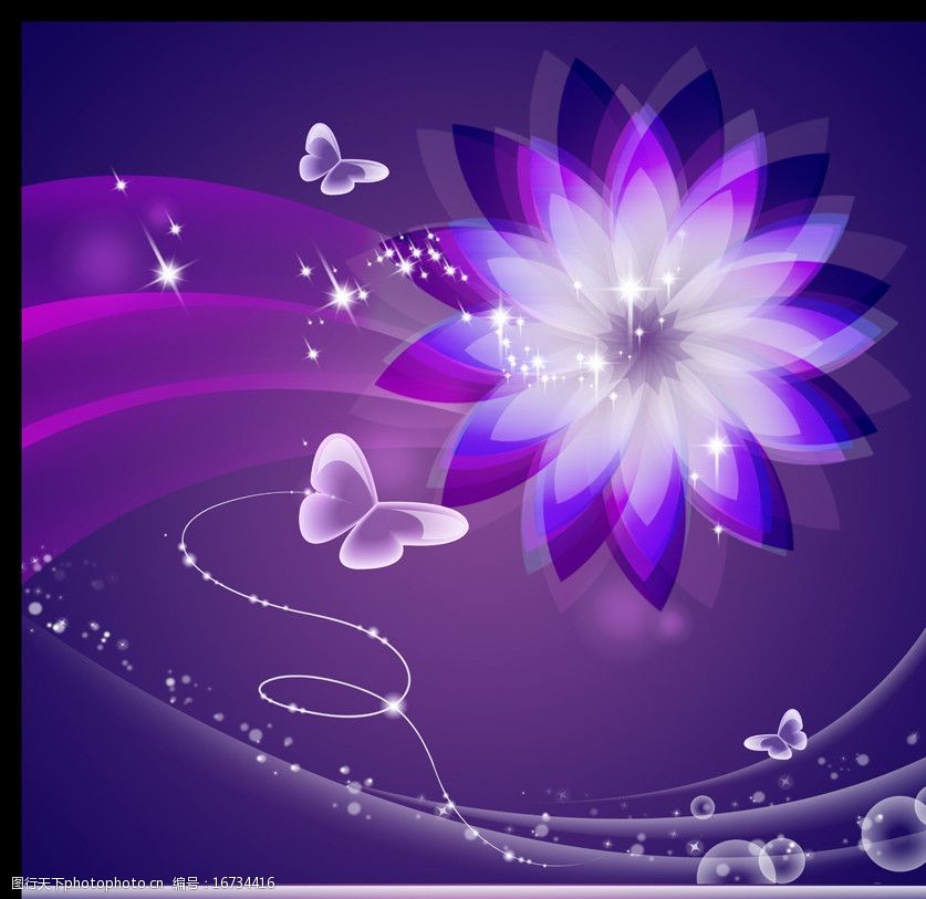 紫色时尚唯美炫彩花朵广告设计图片