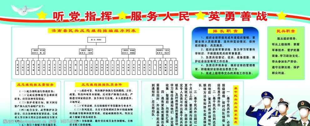 关键词:民兵反恐应急排 民兵 党 反恐 基干民兵 展板模板 广告设计