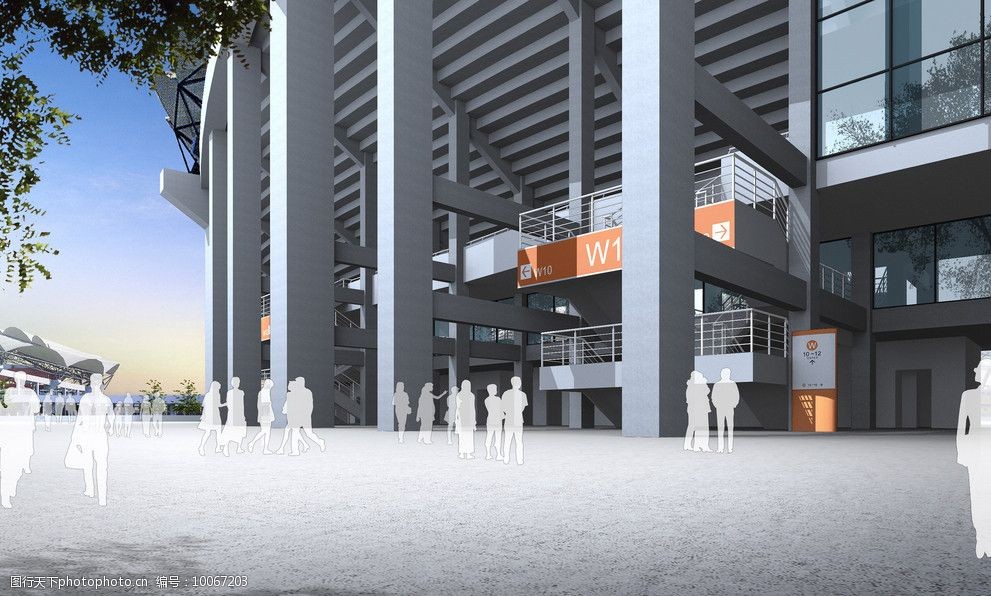 关键词:二层平台入口处 高清晰 昆山市 体育馆 3d效果 建筑设计 环境