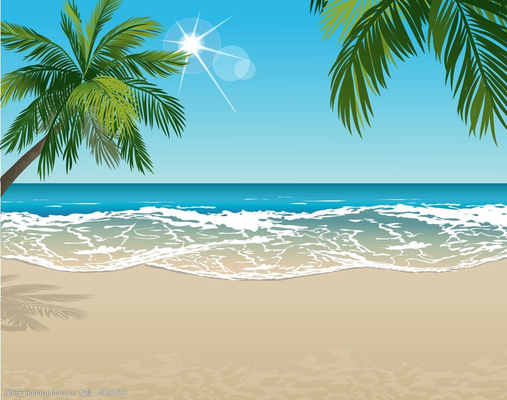 夏日海滩风景图片