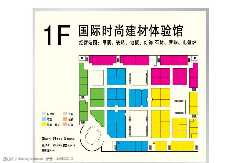 关键词:单层平面图索引牌 商场导视图 矢量素材 其他矢量 eps