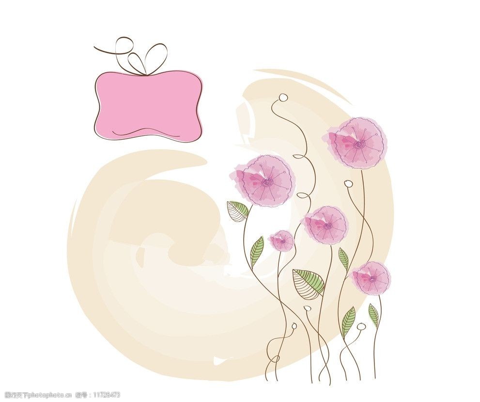 关键词:手绘花朵背景 手绘 花朵 插画 线条 背景 边框 矢量素材 美术