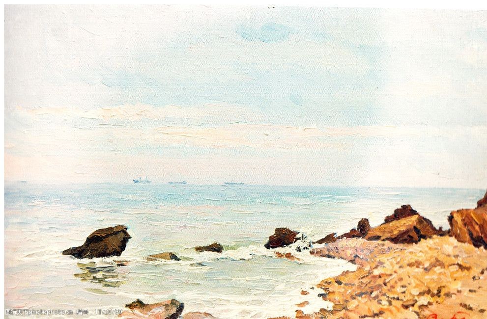 海边风景油画图片