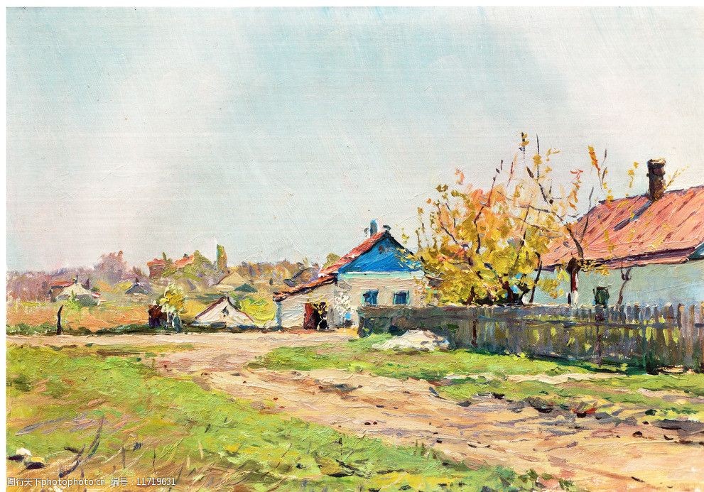 乡村风景油画图片