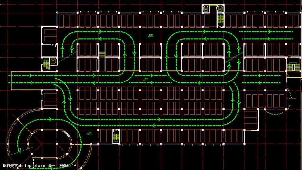 停车库室内交通流线图图片