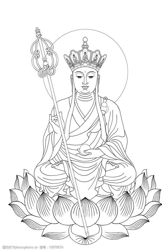 关键词:地藏菩萨线描 佛像 菩萨 地藏菩萨 线描 白描 工笔 地藏 宗教