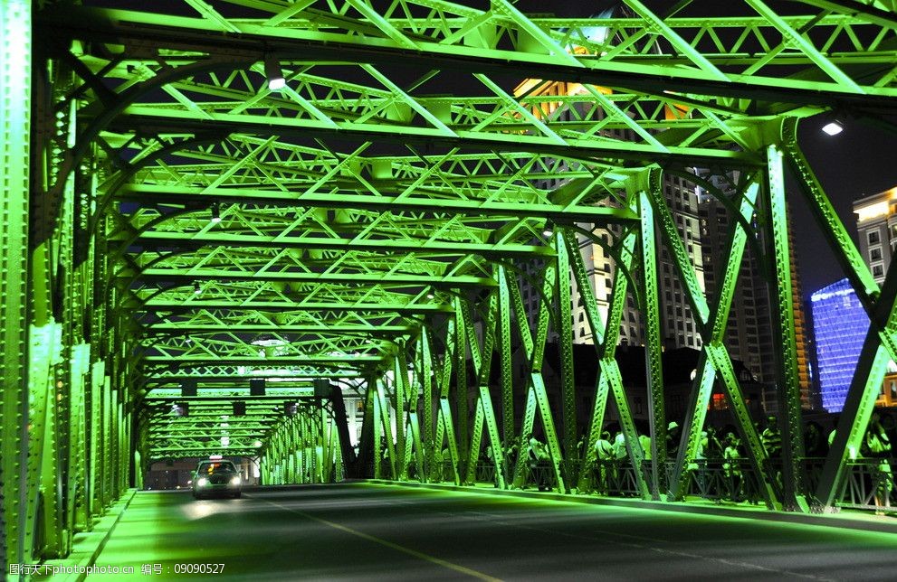 关键词:外白渡桥 彩色 桥 绿色 夜景 摄影 景观 旅游 建筑摄影 建筑