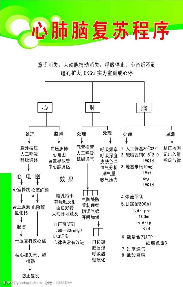 关键词:心肺脑复苏程序 医院看板 流程图 指示图 奖牌模板 其他设计