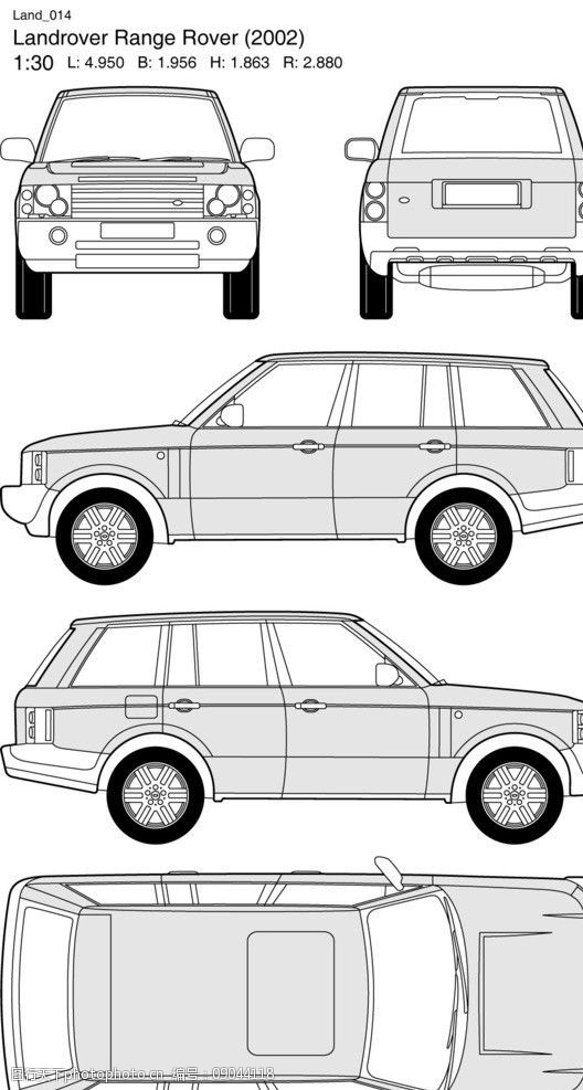 路虎汽车线框图图片