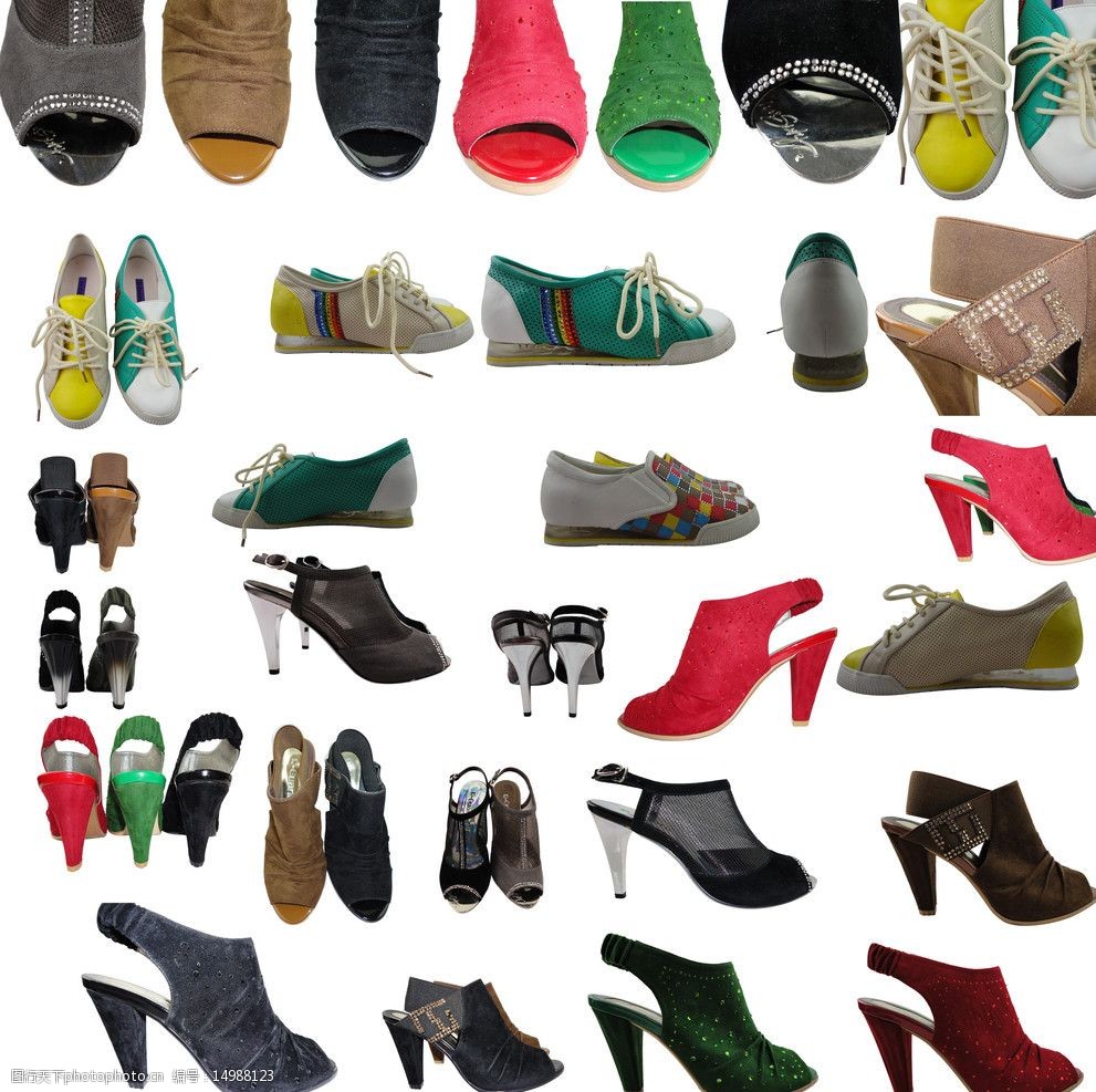 不同款式各种造型的女鞋勾图分层图片