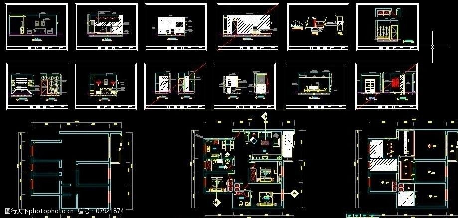 家裝 施工圖 150平方 三室一廳 裝修 施工圖紙 cad設計圖 源文件 dwg