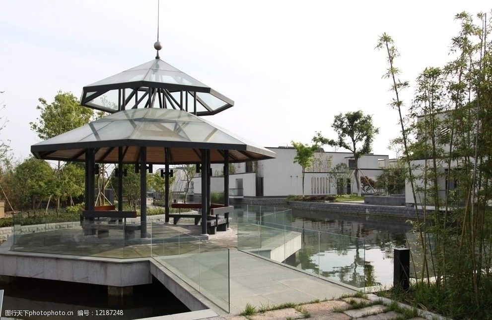 关键词:江南润园中心景观 原创 现代中式 建筑 房子 屋顶 绿树 建筑