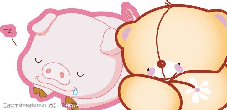 卡通小猪和小熊图片