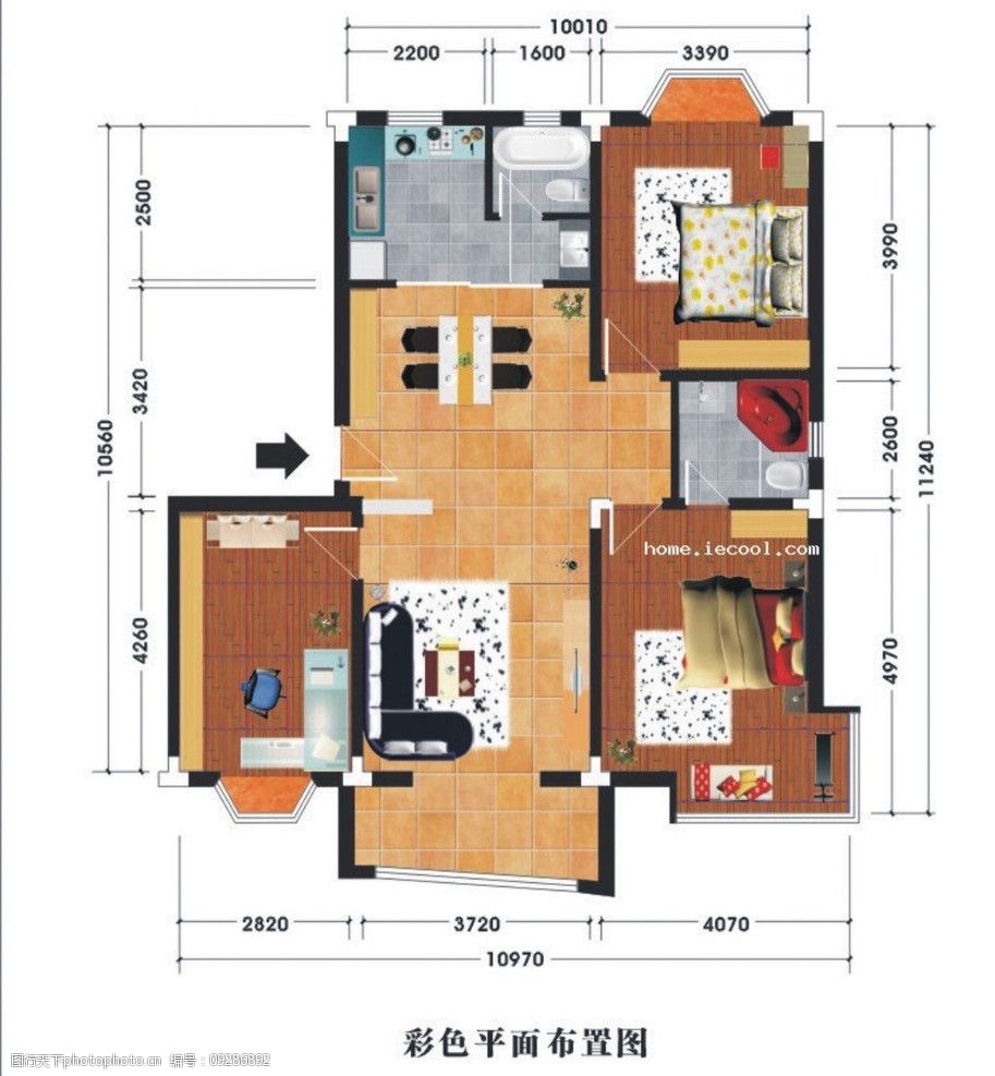 cdr做的平面图室内彩色平面图图片