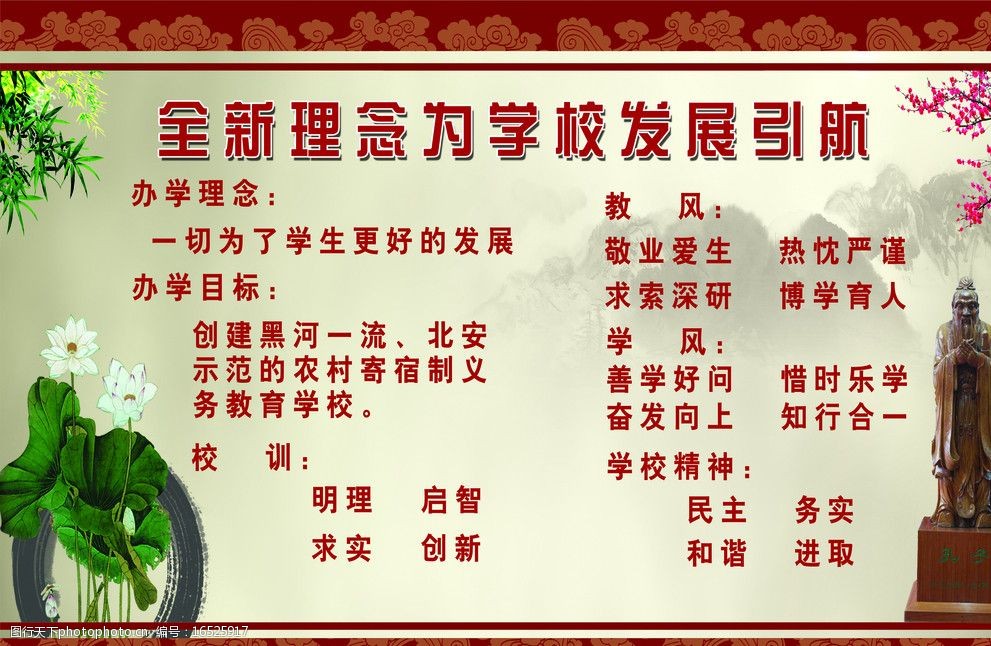 校园文化学校办学理念图片