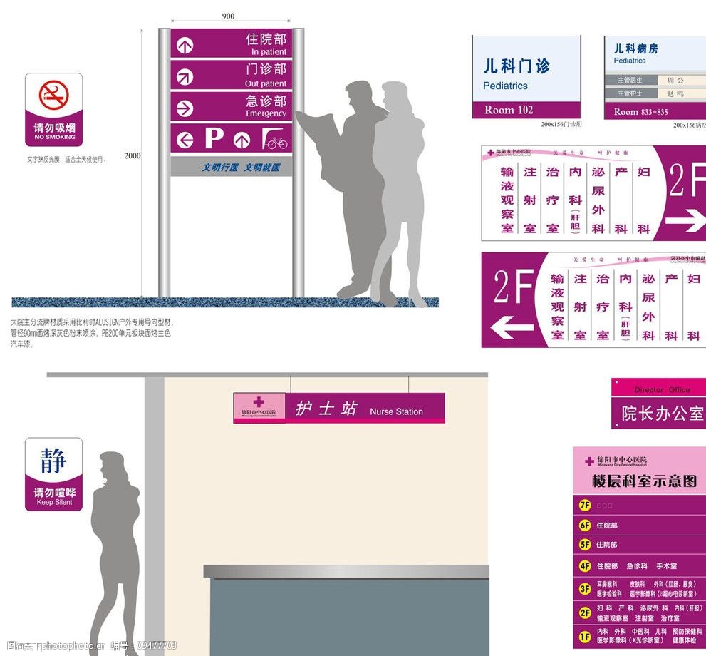 医院标识标牌环境指示系统图片