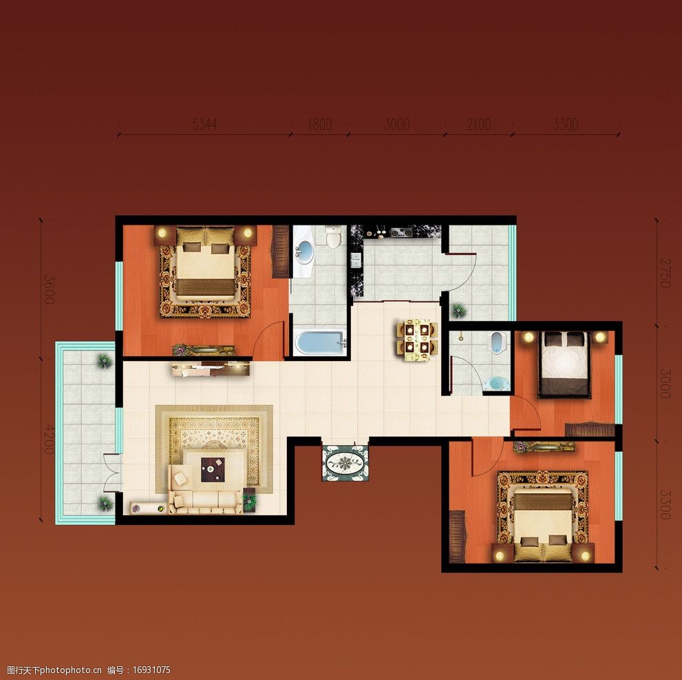 户型平面效果图图片
