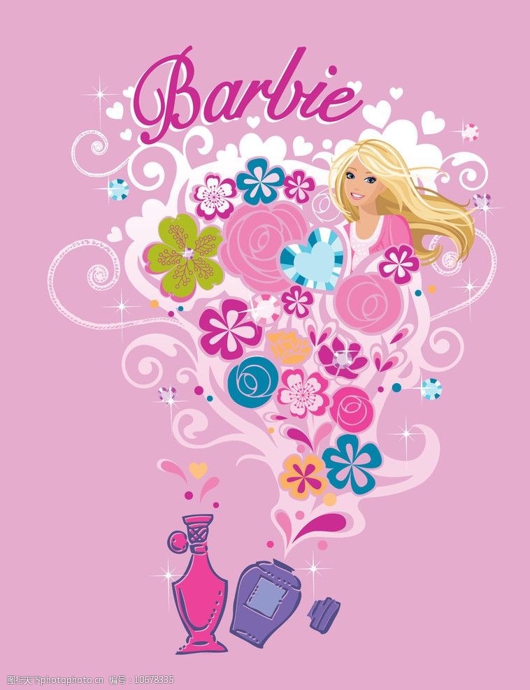 关键词:芭比印花图案 芭比 美女 印花 布花 时尚 背景 底图 明星偶像
