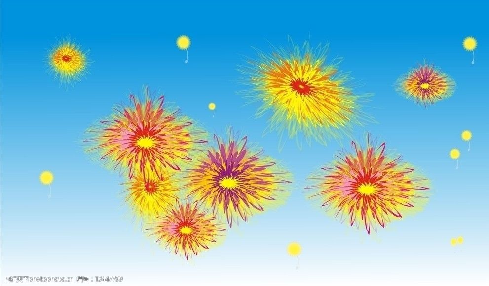 彩色菊烟花图片