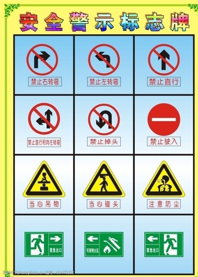 安全警示标志四大类型图片