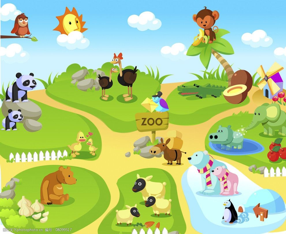 卡通小岛陆地漫画插画图片