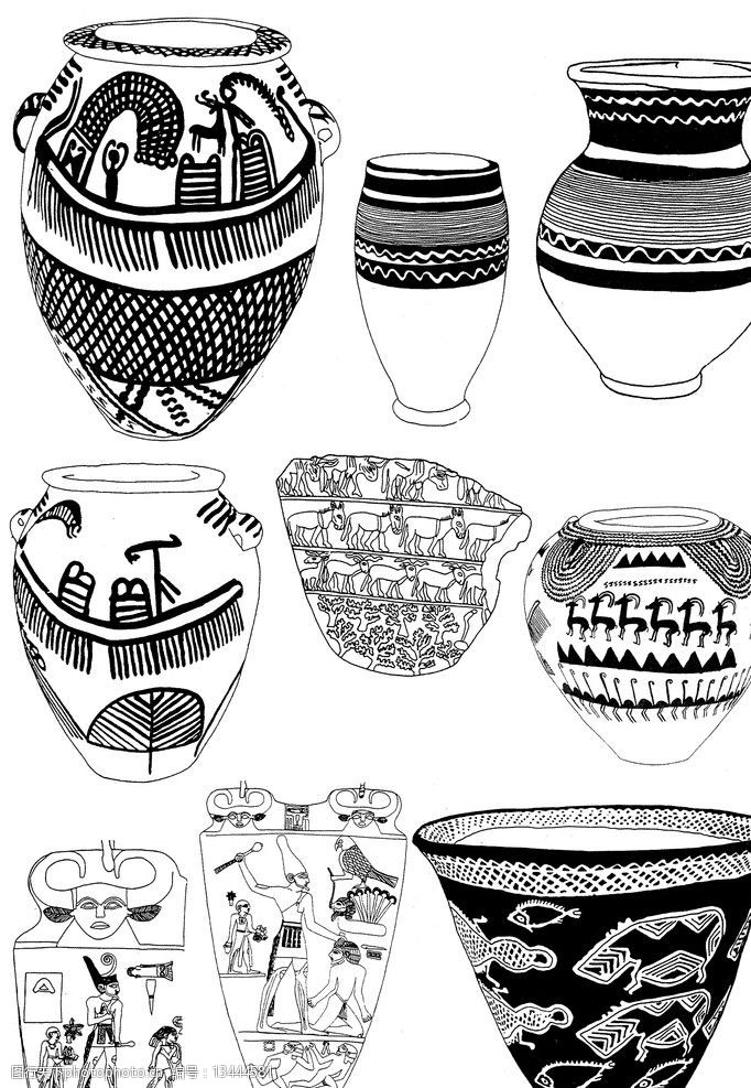 陶罐纹样设计手绘图片