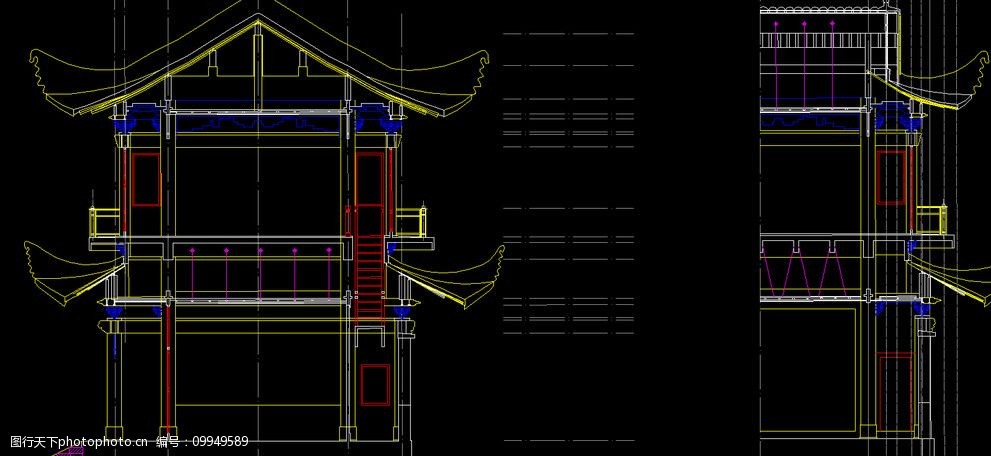 大观楼东西阁剖面图图片