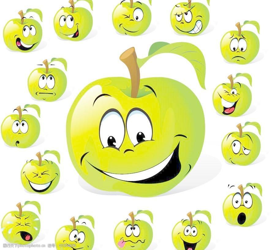 可爱卡通苹果表情矢量图片图片-图行天下图库