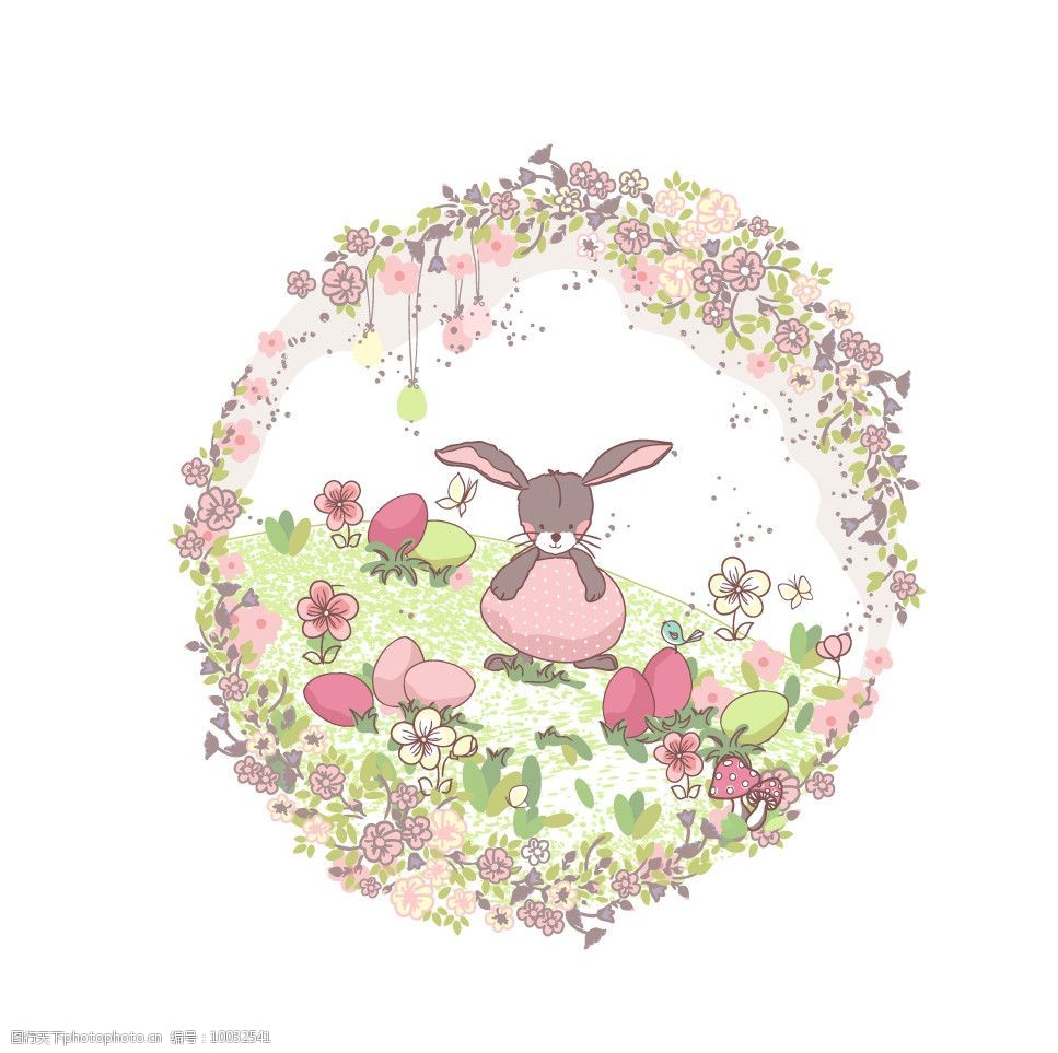 复活节兔子花卉图案图片