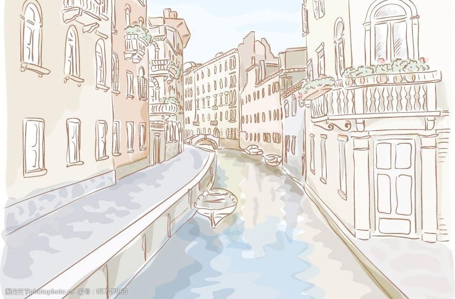 威尼斯桥简笔画图片