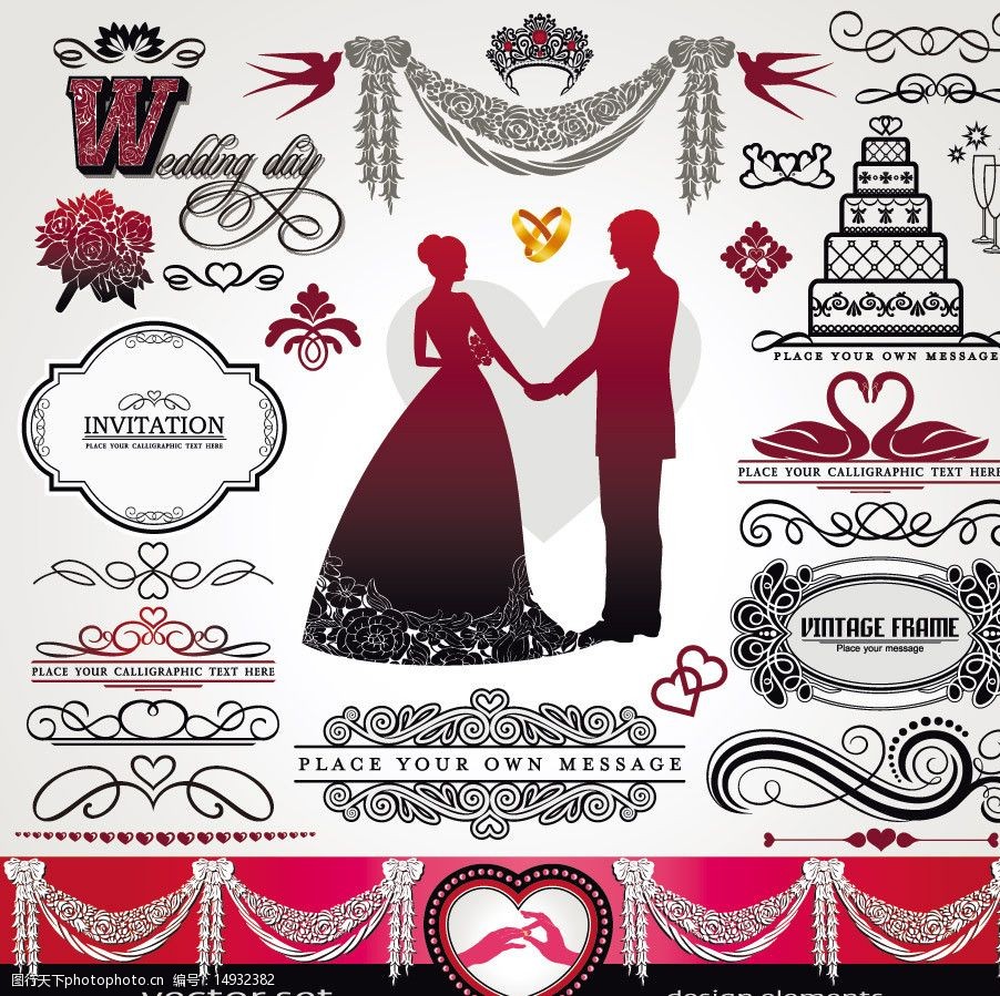 婚纱婚礼花纹边框装饰图片