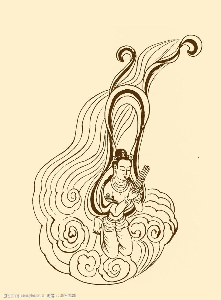 莫高窟14窟晚唐飞天伎乐图片