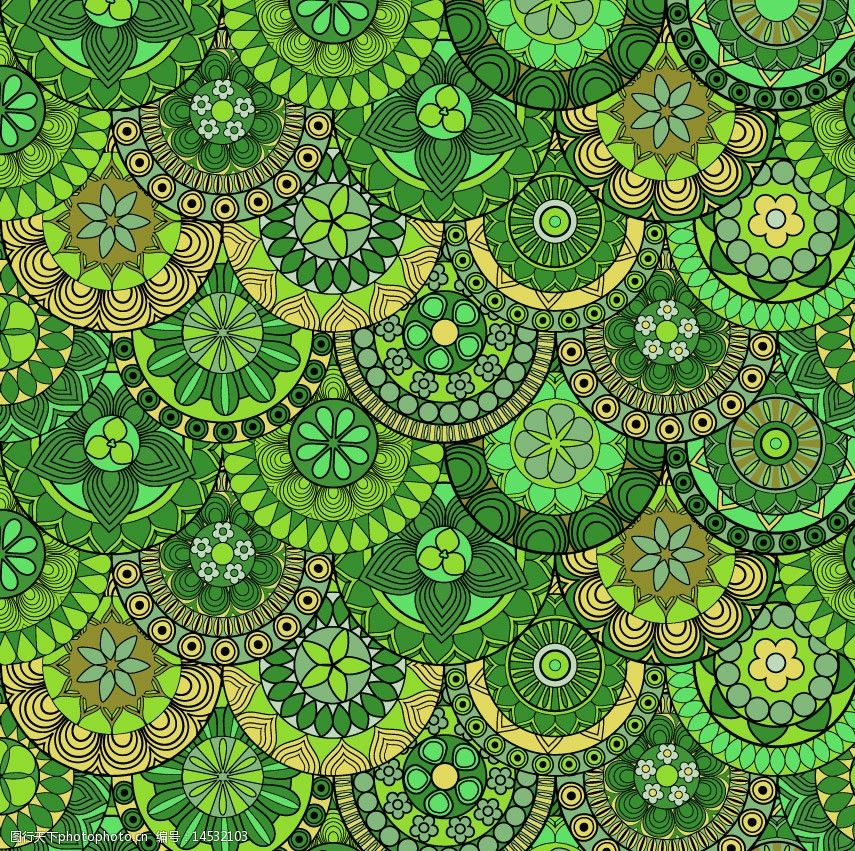 绿色欧式花纹无缝古典花纹底纹图片