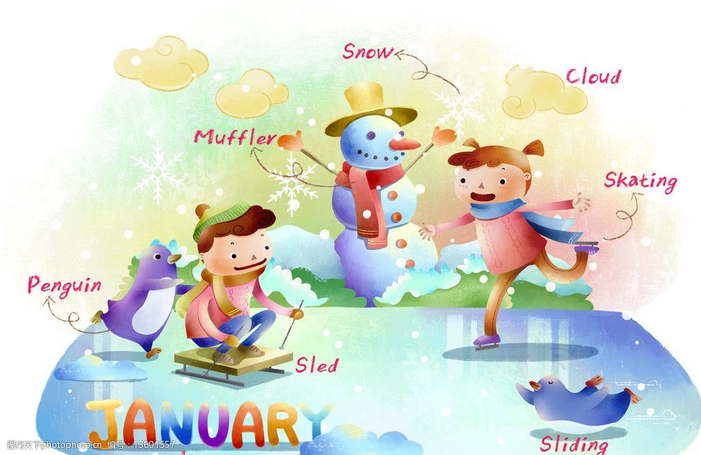 手绘卡通插画英语教育图片