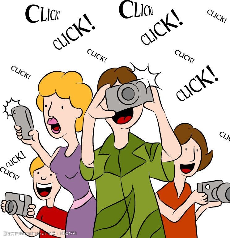 卡通摄像的一家人图片