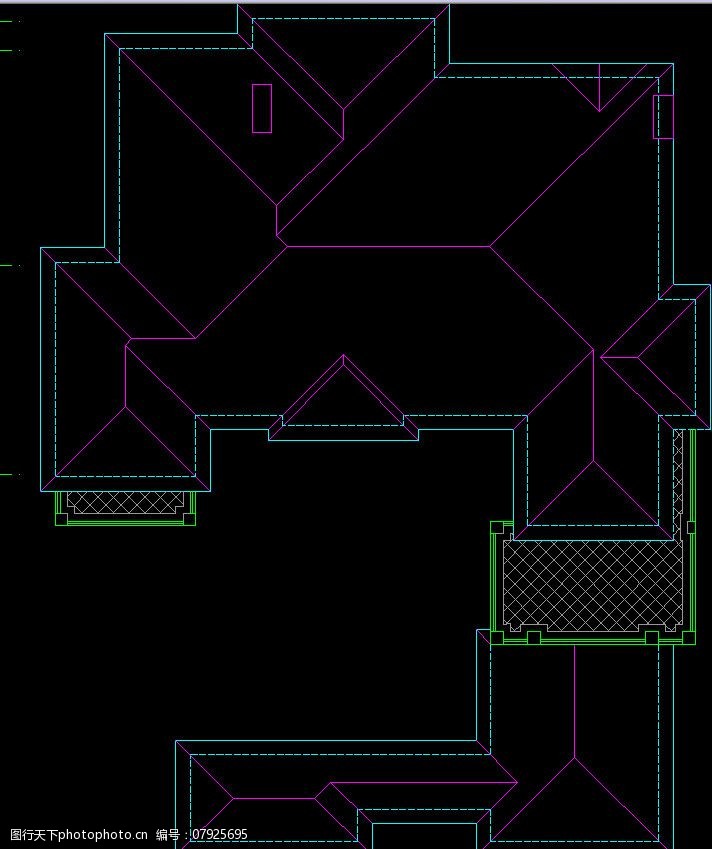 法式别墅屋顶平面图片