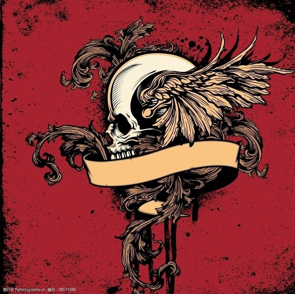 恐怖骷髅头t恤图案图片
