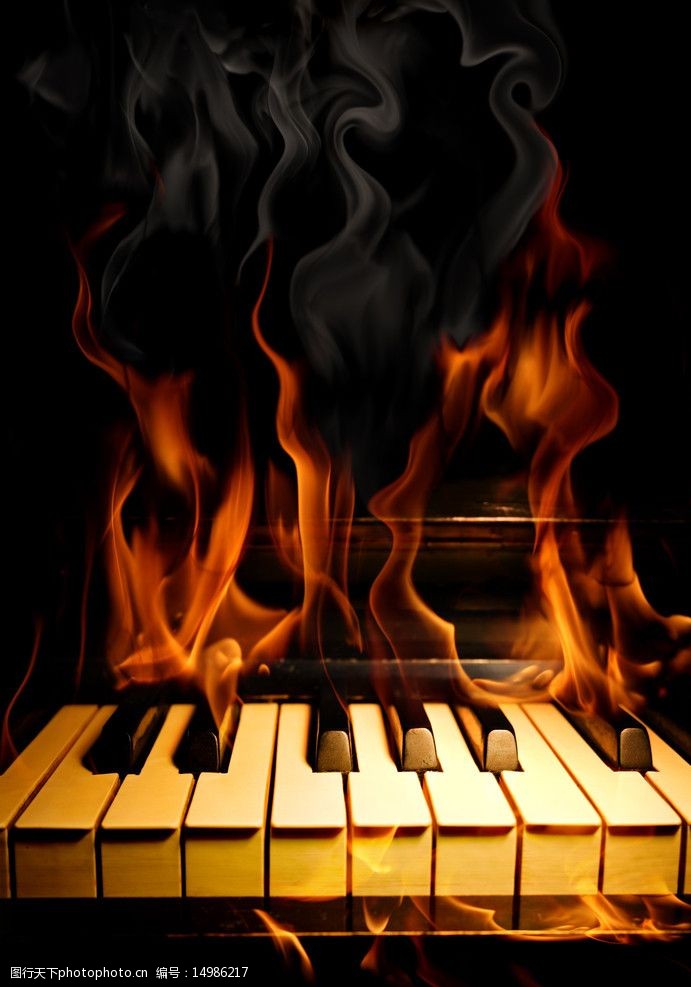 画册装帧 菜谱设计 关键词:钢琴火焰高清图片 火焰 燃烧 钢琴 意境