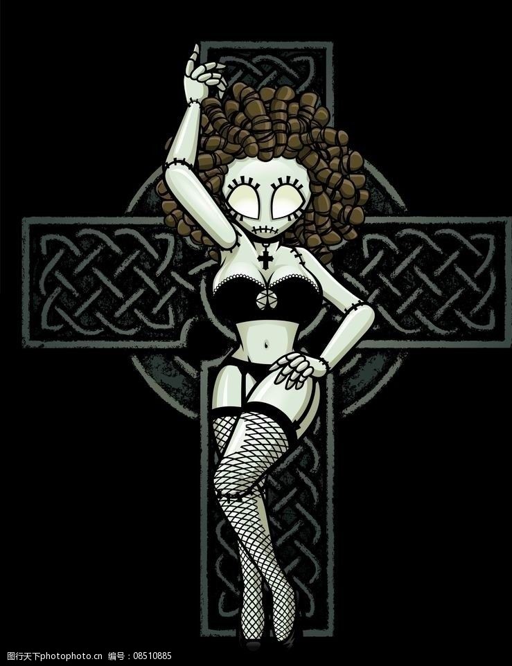 十字架性感美女t恤图案图片