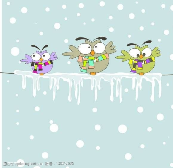 结冰小鸟背景图片