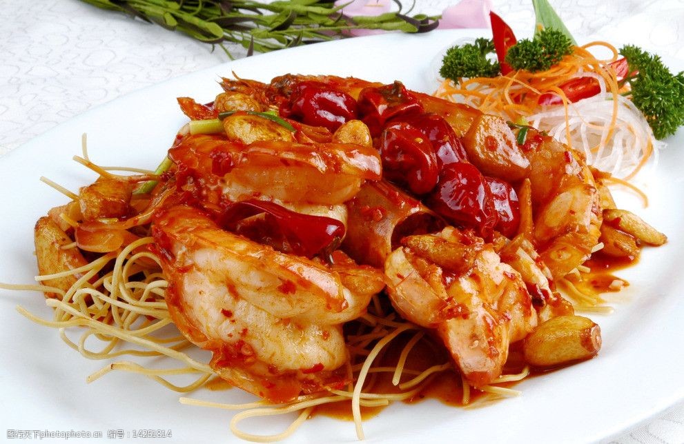 中华特色美食泡椒豆豉明虾图片