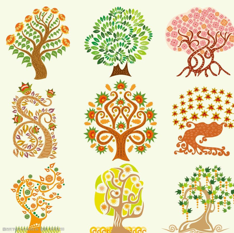 梦幻花纹树木图片